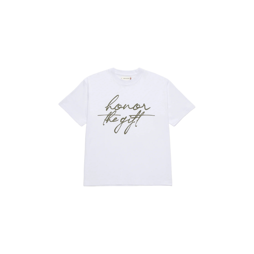 Honor The Gift Script Tee 'White' - image 1